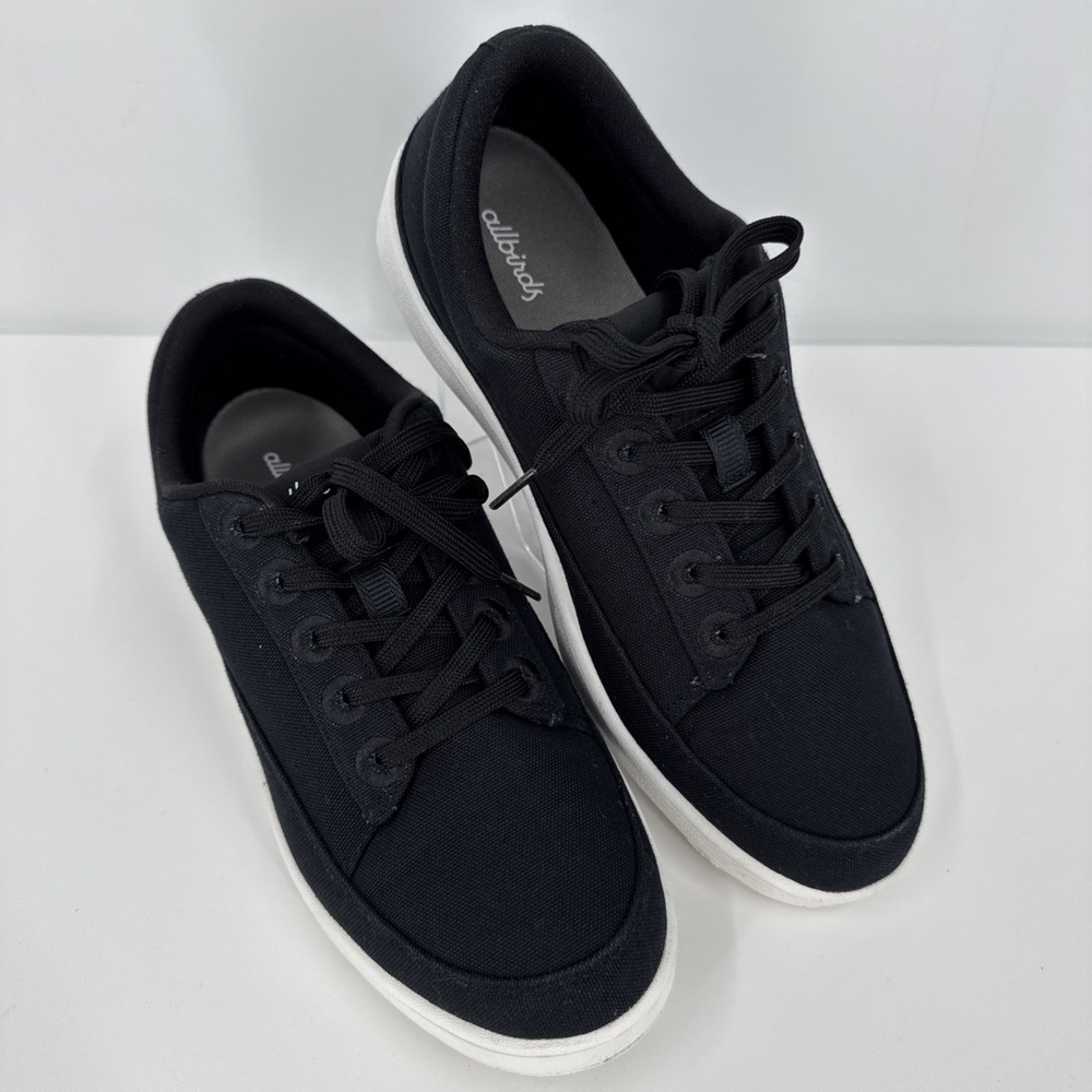 Allbirds Plant Pacer Canvas Lace Up Sneakers Women's Size‎ 10 Solid Black